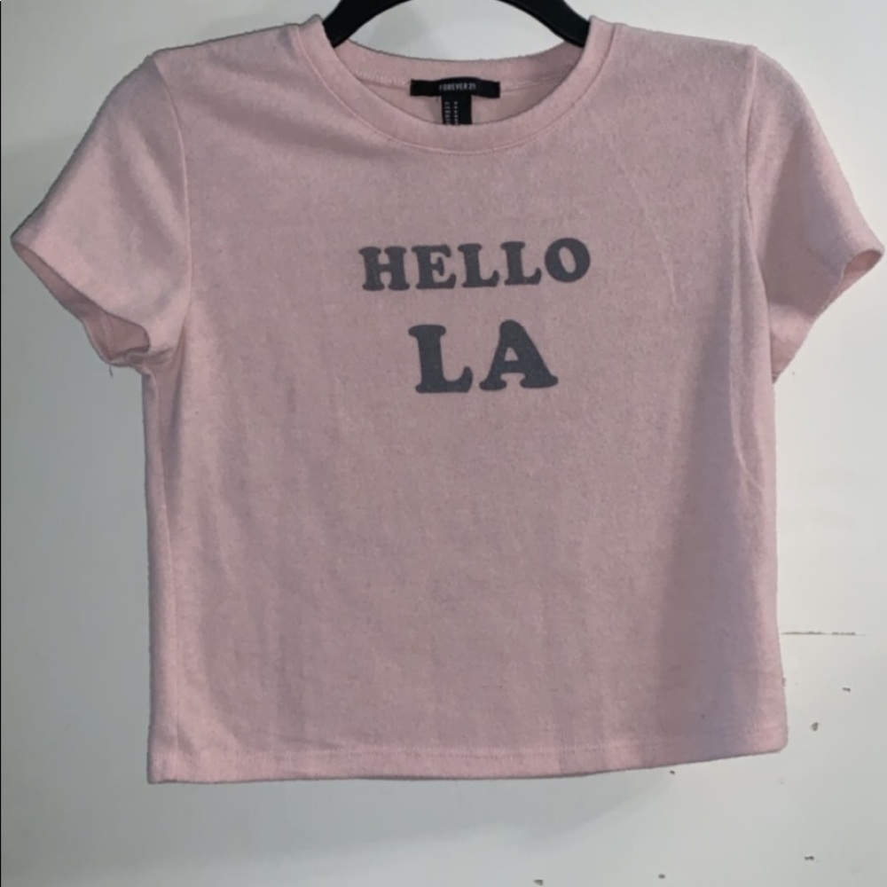 “Hello LA” fuzzy cropped shirt